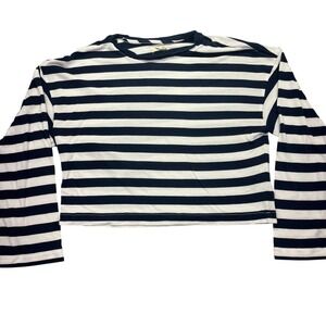 Madewell Striped Long Sleeve Tee Cropped Casual Top XL‎ Boho Cottagecore Chore